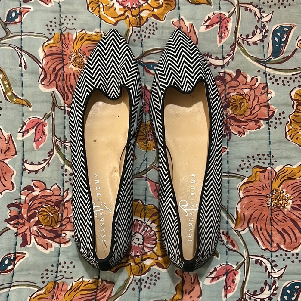 J. Crew Black and White Chevron Flats